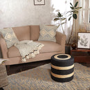 REDEARTH · Cylindrical Pouf Foot Stool Ottoman - Jute Braided Pouffe Poof Accent Sitting Footrest for The Living Room, Bedroom, Nursery, Patio, Lounge & Other Rooms (14.5”x14.5”x16”; Black Natural) by CozyNest Decor