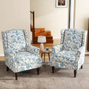 UIXE High Back Floral Accent Chairs Set of 2, Upholstered Armchair in Fabric, Retro Printed Wingback Arm Chair for Living Room, Nailhead Trim Single Sofa Bedroom Reading Seat - Boho Blue by CozyNest Decor