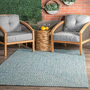 nuLOOM 8' x 10' Solid Hand Braided Indoor/Outdoor Area Rug, Pet-Friendly, High Traffic, Weather Resistant, for Patio, Balcony, Bedroom, Living Room, Dining Room, Wynn Aqua by GreenHaven Gardens