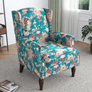 Lumibee Wingback Accent Chair,High Back Floral Armchairs in Fabric,Comfy Upholstered Reading Single Sofa Chair with Solid Wood Legs for Living Room,Bedroom,Office-Peacock Blue by CozyNest Decor