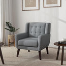 UIXE Accent Chair, Modern Upholstered Armchair in Fabric for Living Room, Comfy Club Arm Chairs Single Sofa Button Tufted Bedroom Reading Seat - Gray, Set of 4 by CozyNest Decor