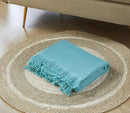 100% Cotton Muslin Throw Blanket for Bed, Couch, Small, Decorative, Soft, Pre-Washed, Breathable and Lightweight Gauze Blanket with Fringes, Suitable for All Seasons, Teal, 50"x60" by CozyNest Decor