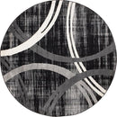 Rugshop Modern Wavy Circles Design Round Rug 6' 6" (6' 6" Diameter) Black by TinyTreasures Baby Boutique