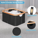 efluky Storage Baskets for Organizing, Fabric Storage Bins with Bamboo Handles, Collapsible Storage Baskets for Shelves and Closet, Black Set of 2 by TinyTreasures Baby Boutique