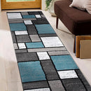 Rugshop Contemporary Modern Boxes for Home Office,Living Room,Bedroom,Kitchen Non Shedding Runner Rug 2' x 10' Blue/Gray by TinyTreasures Baby Boutique