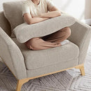 Large-Sized Accent Chair, Thick Cushion Bedroom Reading Chair, Comfortable Living Room Single Sofa， Boucle Camel by CozyNest Decor