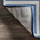 nuLOOM 4' x 6' Outdoor Area Rug, Casual Design With Striped Border, Stain Resistant, Highly Durable, For Patio, Balcony, Bedroom, Living Room, Dining Room, Bathroom, Navy by CozyNest Decor