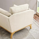 Large-Sized Accent Chair, Thick Cushion Bedroom Reading Chair, Comfortable Living Room Single Sofa， Linen Gray by CozyNest Decor