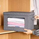 Citylife 3-Pack Collapsible Storage Bins with Lids, Linen Fabric Foldable Storage Boxes, Cube Closet Organization for Clothes, Blankets and Books, Gray by CozyNest Decor