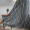 Sutuo Home Boho Curtains 96 Inches Long for Bedroom Living Room Kitchen, Stripe Floral Bohemian Tassels Country Window Treatment Drape for Halloween Decorations Rod Pocket, 1 Panel 59"W x 96"L,Black by CozyNest Decor