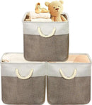 SIMPLE HOUSEWARE Fabric Storage Cubes, 13" x 13" Storage Bin, 3 Pack, Brown by CozyNest Decor