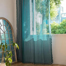 Sutuo Home Boho Curtains 96 inches Long for Bedroom Living Room Nursery Room, Crochet Lace Sheer Bohemian Hollow with Tassels,Window Treatment Drapes, Rod Pocket 1 Panel 59" W x 96" L, Turquoise by CozyNest Decor