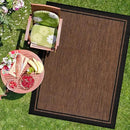 CAMILSON Indoor Outdoor Rug, 6x9 Bordered Nut Brown Black Modern Area Rugs for Indoor and Outdoor Patios, Kitchen and Hallway Mats, Washable Porch Deck Outside Carpet (Bordered Nut Brown Black, 6 x 9) by CozyNest Decor