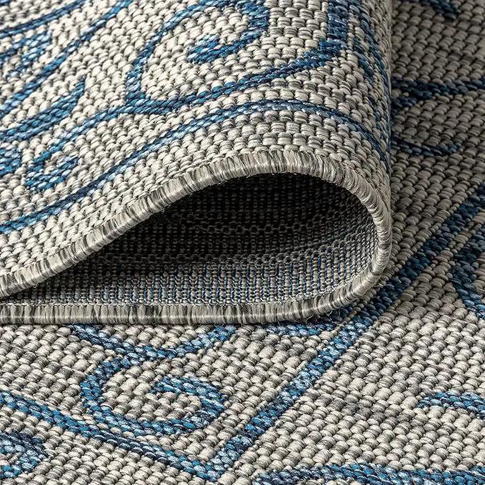 JONATHAN Y SMB106C-9 Charleston Vintage Filigree Textured Weave Indoor Outdoor Area Rug Classic Coastal Easy Cleaning Bedroom Kitchen Backyard Patio Non Shedding, 9 X 12, Gray/Navy, photo 9 of 12