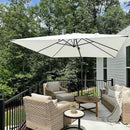 PURPLE LEAF 9.8' X 9.8' Patio Umbrella with Base Outdoor Cantilever Swivel Square Umbrella with Tilt Aluminum Offset Umbrella with 360-degree Rotation for Garden Deck Pool Patio White by GreenHaven Gardens