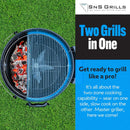 SnS Grills Original Kettle Charcoal Grill with Patented Slow 'N Sear Deluxe Insert and EasySpin Grate for Two-Zone Cooking, Low ‘N Slow Smoking and BBQing - Black 22-Inch by GreenHaven Gardens