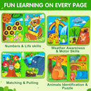 Quanquer Animals Busy Book for Toddlers 1-3 – Montessori Sensory Toys Busy Board for 1 Year Old, Educational Learning Activity Book, Quiet Travel Toy for Car & Airplane, Birthday Gifts for Age 1 2 3 by TinyTreasures Baby Boutique