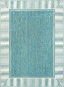 nuLOOM 5' x 8' Outdoor Area Rug, Casual Design With Striped Border, Stain Resistant, Highly Durable, For Patio, Balcony, Bedroom, Living Room, Dining Room, Bathroom, Teal by CozyNest Decor