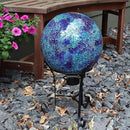 Sunnydaze 10-inch Gazing Ball for Garden - Crackled Glass Mosaic Gazing Globe for Outside - Deep Ocean Swirl Mosaic by CozyNest Decor