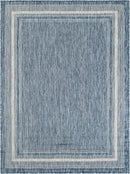 Unique Loom Outdoor Border Collection Area Rug - Soft Border (5' 3" x 7' 1" Rectangle Blue/Ivory) by GreenHaven Gardens