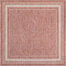 Unique Loom Outdoor Border Collection Area Rug - Soft Border (7' 10" Square Rust Red/Ivory) by GreenHaven Gardens