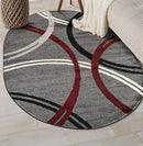 Rugshop Modern Wavy Circles Design Oval Area Rug 5' x 7' Red by TinyTreasures Baby Boutique