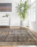 Loloi Layla Collection LAY-09 Cobalt Blue/Spice 2'-6" x 9'-6" .13" Thick Runner Rug, Soft, Durable, Vintage Inspired, Distressed, Low Pile, Non-Shedding, Easy Clean, Printed, Living Room Rug by CozyNest Decor