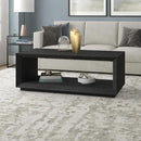 Henn&Hart 48" Rectangular Coffee Table with Open Storage Shelf for Living Room, Family Room, or Office, Black Grain by CozyNest Decor