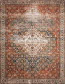Loloi Layla Collection LAY-05 Ocean/Multi 3'-6" x 5'-6" .13" Thick Accent Rug, Soft, Durable, Vintage Inspired, Distressed, Low Pile, Non-Shedding, Easy Clean, Printed, Living Room Rug by CozyNest Decor