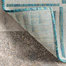nuLOOM 9'6" x 12' Outdoor Area Rug, Casual Design With Striped Border, Stain Resistant, Highly Durable, For Patio, Balcony, Bedroom, Living Room, Dining Room, Bathroom, Teal by CozyNest Decor