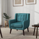 UIXE Accent Chair, Modern Upholstered Armchair in Fabric for Living Room, Comfy Club Arm Chairs Single Sofa Button Tufted Bedroom Reading Seat - Turquoise Blue, Set of 2 by CozyNest Decor