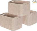MINTWOOD Design 3-Pack Decorative Woven Storage Baskets for Shelves, Cube Bin Box for Organizing Books, Shoes, Dog Toys, Pantry Closet and Living Room Organizer, Oatmeal Brown by TinyTreasures Baby Boutique