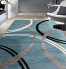 Rugshop Modern Wavy Circles Design Area Rug 3'3" x 5' Blue by TinyTreasures Baby Boutique