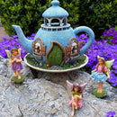 Mood Lab Fairy Garden Miniature Teapot House Kit - Figurines and Accessories Set of 4 pcs - 7.1 Inch Tall House by GreenHaven Gardens