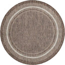 Unique Loom Outdoor Border Collection Area Rug - Soft Border (5' 3" Round Brown/Ivory) by GreenHaven Gardens