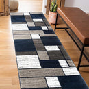 Rugshop Contemporary Modern Boxes Runner Rug 2' x 7'2"Navy by TinyTreasures Baby Boutique