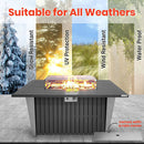 SereneLife 52 Inch Gas Fire Pit Table, 50,000 BTU Propane Pits for Outside with Steel Lid and Lava Rock, 2 in 1 Firepit Table Gatherings Parties on Patio Deck Garden Backyard by GreenHaven Gardens
