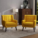 UIXE Accent Chairs Set of 2, Modern Armchair Upholstered Arm Chair in Fabric for Living Room, Comfy Single Sofa Seats Button Tufted Reading Seating, Yellow by CozyNest Decor
