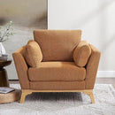 Large-Sized Accent Chair, Thick Cushion Bedroom Reading Chair, Comfortable Living Room Single Sofa， Boucle Curry by CozyNest Decor
