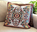 Tache Rococo Elegant Ornate Ivory Colorful Paisley Cotton Linen 18x18 Tapestry Woven Cushion Throw Pillow Cover 2 Pieces by CozyNest Decor