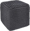 REDEARTH Cube Pouf Foot Stool Ottoman - Hand Knitted Coffee Table - Cotton Cord Boho Pouffe - Home Décor Poof - Stuffed Footrest for Living Room - Bedroom - Patio (16" x 16" x 16") - Dark Gray by CozyNest Decor