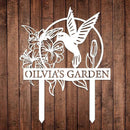 Custom Hummingbird Metal Garden Sign with Stakes, Bird Garden Decorations, Flower Design Personalized Garden Sign, Custom Garden Name Sign, Yard Decor, Home Gift by CozyNest Decor