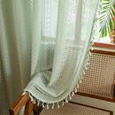 Sutuo Home Boho Curtains for Bedroom Dining Room, Bohemian Crochet Lace Hollow Knitted Handmade Tassels Vintage Rustic Window Treatment Farmhouse Drapes, 1 Panel Rod Pocket 59" W x 96" L, Mint Green by CozyNest Decor