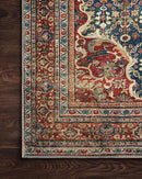 Loloi Layla Collection LAY-09 Cobalt Blue/Spice 2'-6" x 12'-0" .13" Thick Runner Rug, Soft, Durable, Vintage Inspired, Distressed, Low Pile, Non-Shedding, Easy Clean, Printed, Living Room Rug