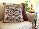 Tache Rococo Elegant Ornate Ivory Colorful Paisley Cotton Linen 18x18 Tapestry Woven Cushion Throw Pillow Cover 2 Pieces by CozyNest Decor