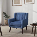 UIXE Accent Chair, Modern Upholstered Armchair in Fabric for Living Room, Comfy Club Arm Chairs Single Sofa Button Tufted Bedroom Reading Seat - Blue, Set of 4 by CozyNest Decor