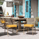 Patio Chair Cushions 18.5 X 16 X 4 Inch Waterproof Outdoor Seat Cushions for Patio Furniture, Outdoor Sofa Couch Pads with Ties & Handle, Set of 2, Yellow by GreenHaven Gardens