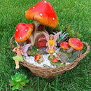 Mood Lab Fairy Garden - Mushroom House Set of 6 pcs - Miniature Figurines & Accessories Kit - for Outdoor or House Decor by GreenHaven Gardens