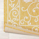 JONATHAN Y SMB106L-5SQ Charleston Vintage Filigree Textured Weave Indoor Outdoor Area Rug, Classic Traditional Transitional Easy Cleaning,Bedroom,Kitchen,Backyard,Patio, Yellow/Cream, 5' Square by GreenHaven Gardens