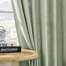 Joydeco Sage Green Curtains - 72 Inch Long, 2 Panel Set, Semi Sheer Linen Farmhouse Curtains for Living Room & Bedroom Windows by CozyNest Decor